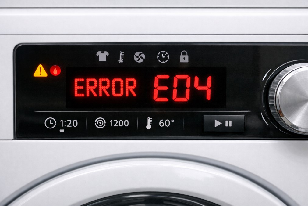 Ошибка на дисплее стиральной машины во время стирки

