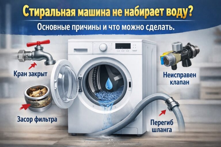 Стиральная машина не набирает воду — барабан пустой после запуска стирки