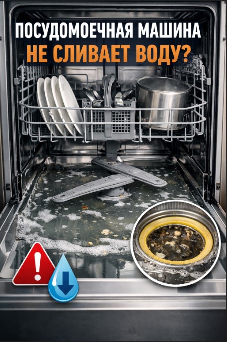 Посудомоечная машина не сливает воду — причины