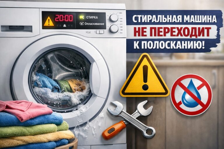 Стиральная машина не переходит к полосканию — причины и что делать