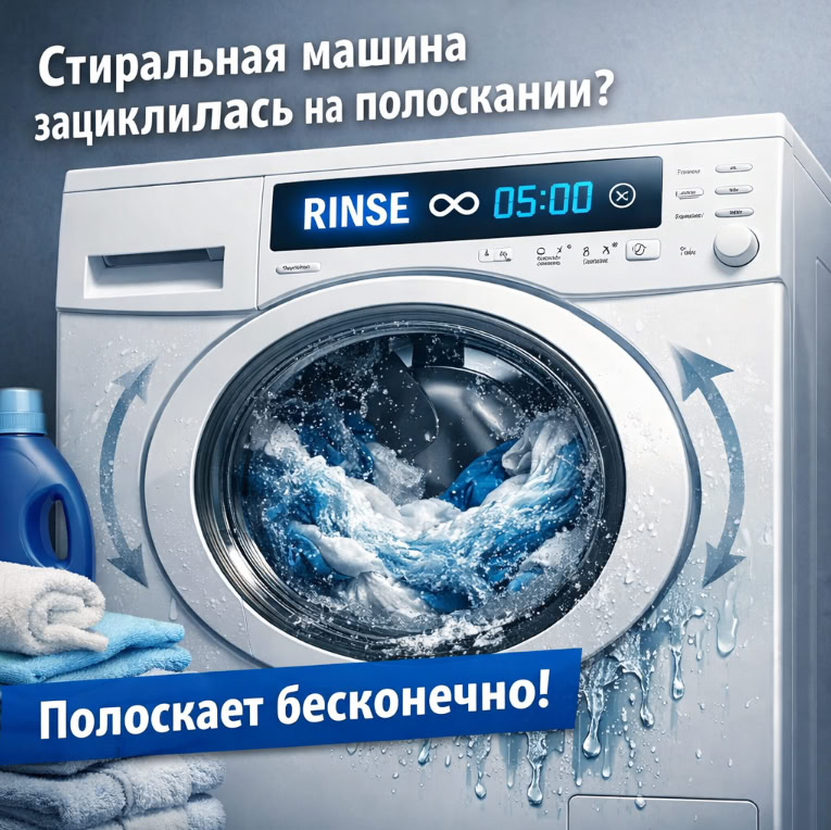 Стиральная машина зацикливается на полоскании — причины и что делать
