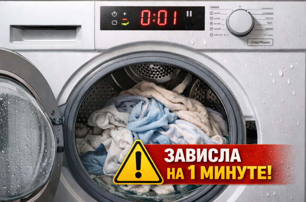 Стиральная машина зависла на 1 минуте – на дисплее 0:01, белье в барабане